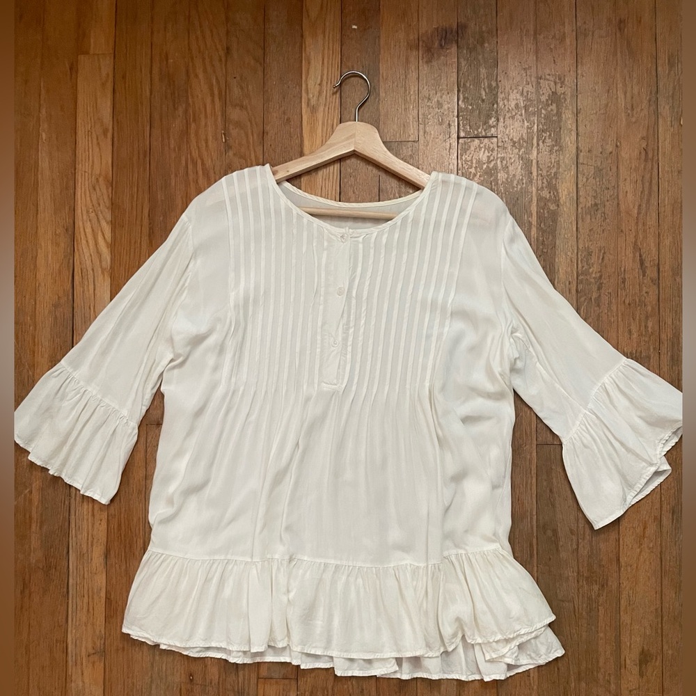 Boho Chic Pleated Button Blouse / Tunic / Mini-Dr… - image 4